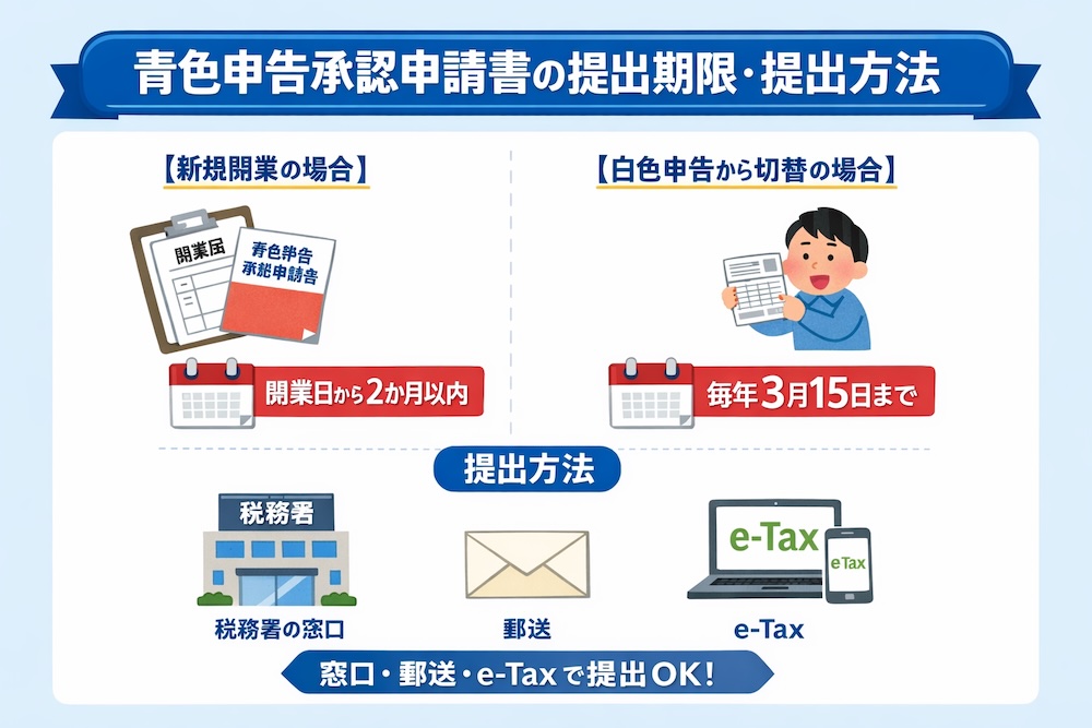 青色申告承認申請書の提出期限・提出方法